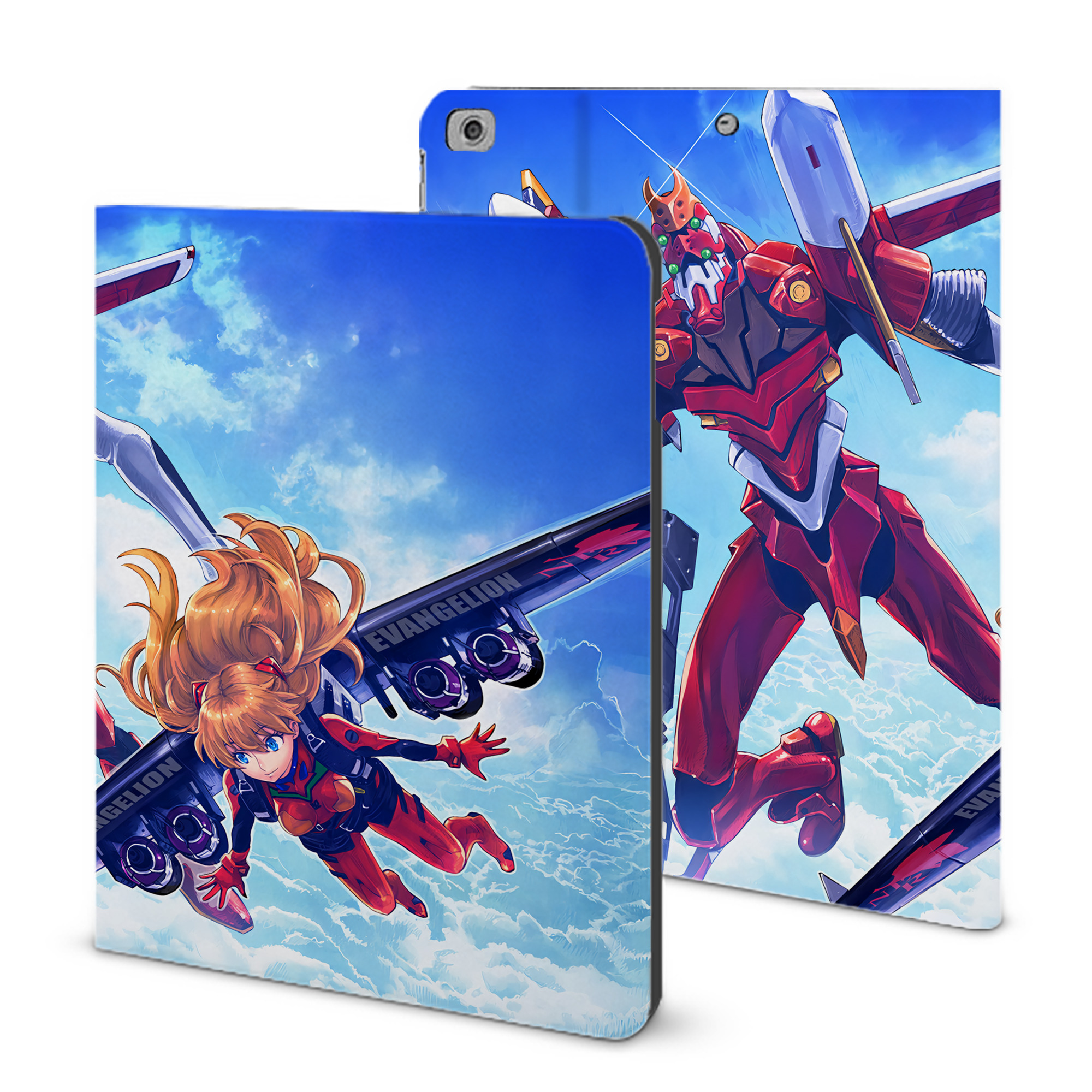 （画像用） EVA 新世紀エヴァンゲリオン IPad ケース ブック型 PUレザー TPU 耐衝撃 軽量 薄型 ペン収納なし 全面保護 IPad 各モデル対応